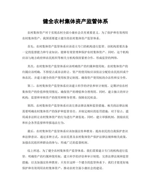 健全农村集体资产监管体系