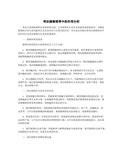 钙在植物营养中的作用分析