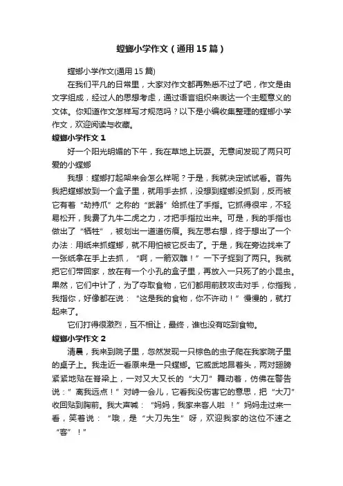螳螂小学作文（通用15篇）
