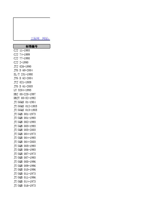 桥涵工程准全部规范、标准目录