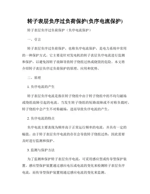 转子表层负序过负荷保护(负序电流保护)