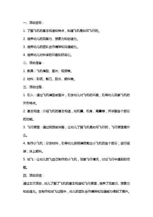 大班科学活动我的小飞机教案反思
