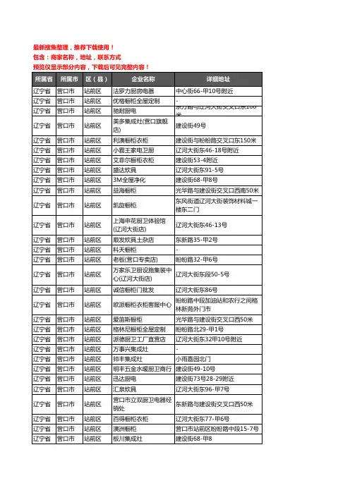 新版辽宁省营口市站前区厨卫电器企业公司商家户名录单联系方式地址大全72家
