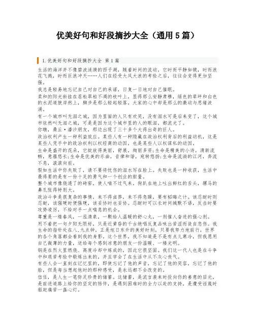 优美好句和好段摘抄大全(通用5篇)