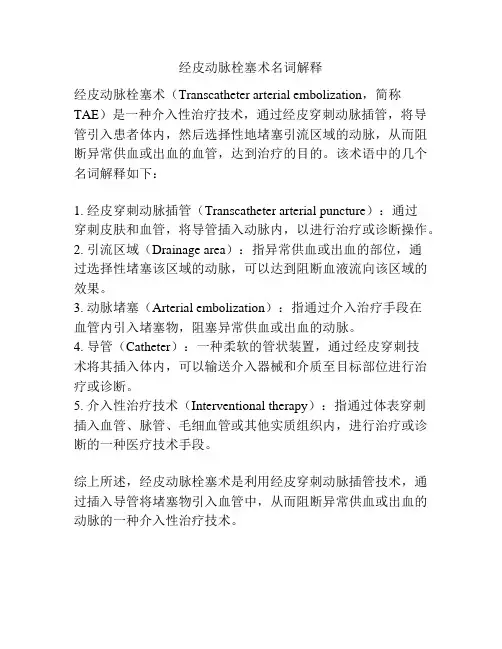 经皮动脉栓塞术名词解释