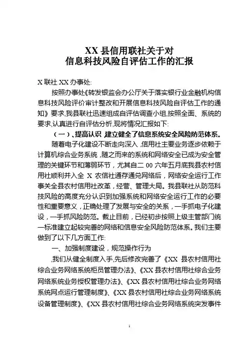 信息科技风险自评估报告