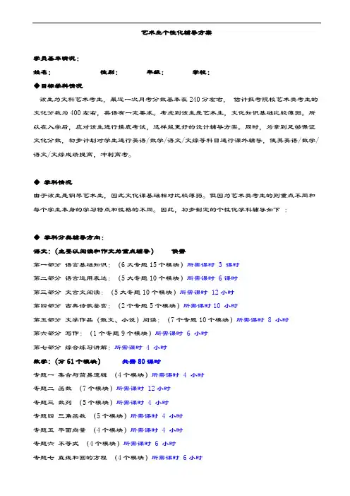 艺术生高三高考辅导方案.doc