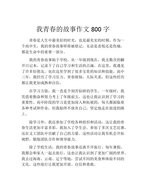我青春的故事作文800字