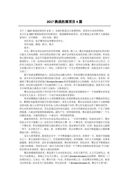 2020挑战拓展项目4篇