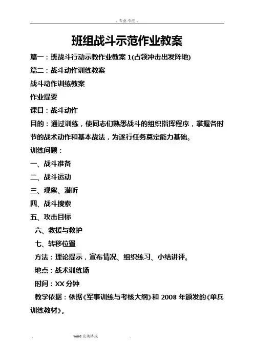 班组战斗示范作业教(学)案