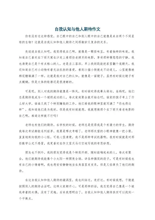自我认知与他人期待作文