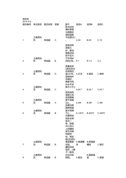 质检员考试试卷