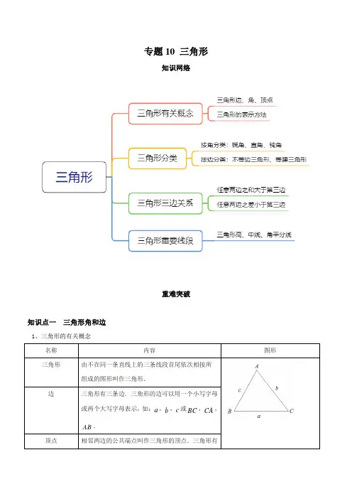 七年级下册数学专题10 三角形(知识点串讲)(解析版)