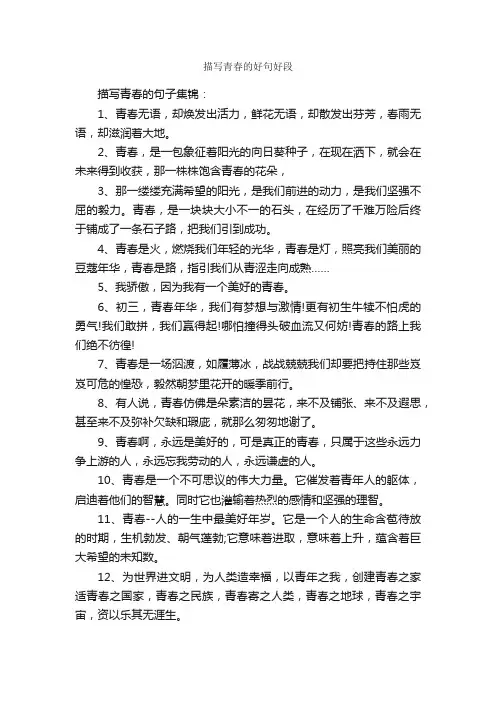 描写青春的好句好段