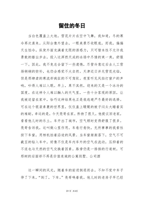 留住的冬日_高三作文