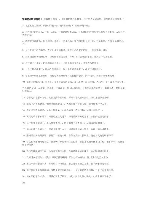 青海花儿歌词精选1