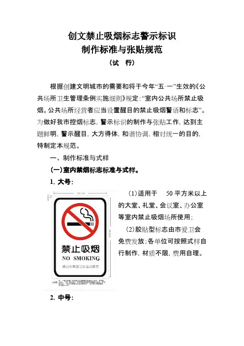 【免费阅读】创文禁止吸烟标志警示标识制作标准与张贴规范
