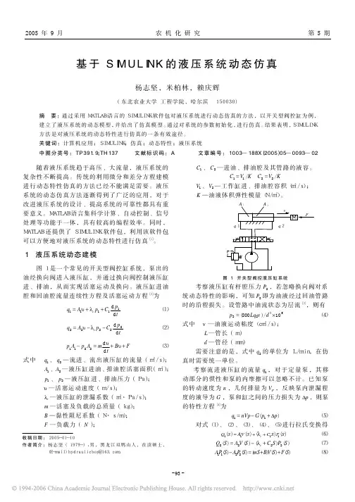 基于SIMULINK的液压系统动态仿真