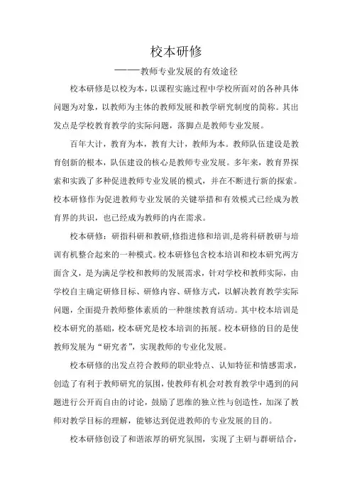 校本研修——教师专业发展的有效途径