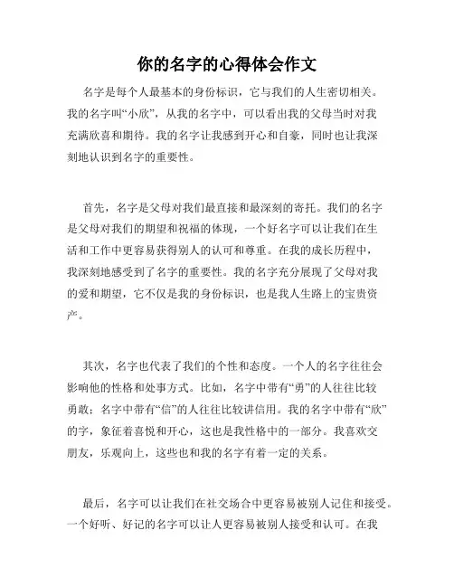 你的名字的心得体会作文