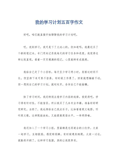 我的学习计划五百字作文