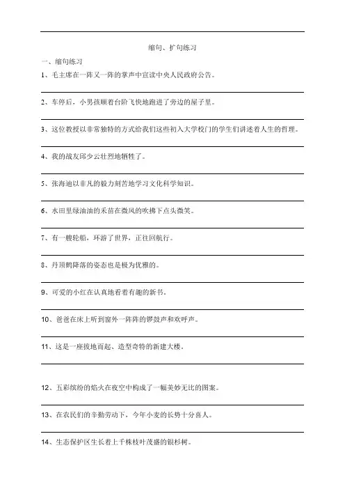 四年级语文下册习题-缩句、扩句、句式变化 部编版