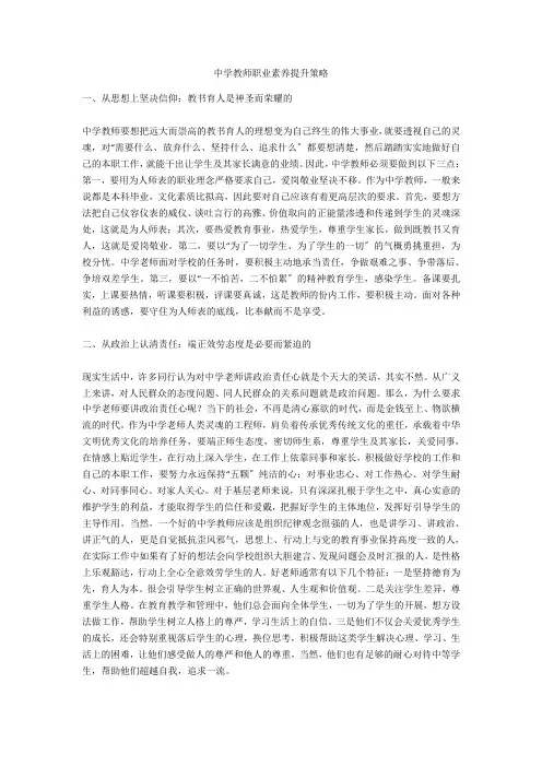 中学教师职业素养提升策略