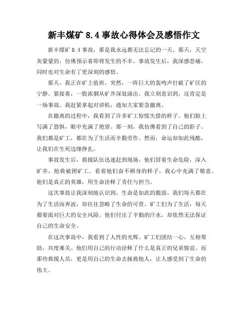 新丰煤矿8.4事故心得体会及感悟作文