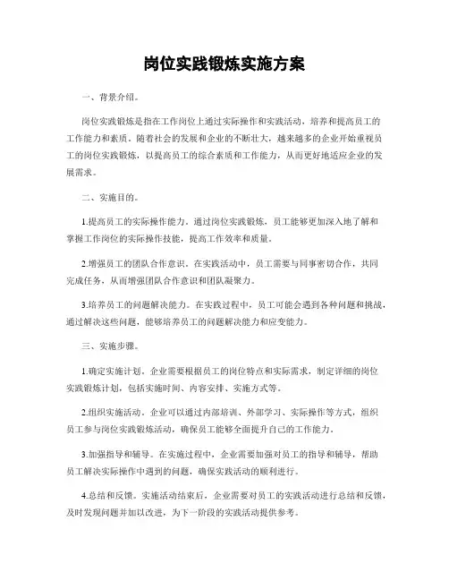 岗位实践锻炼实施方案