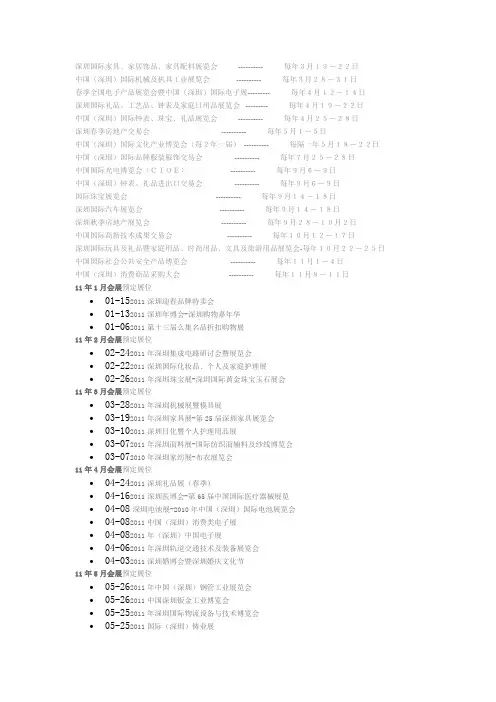 深圳每年展会情况
