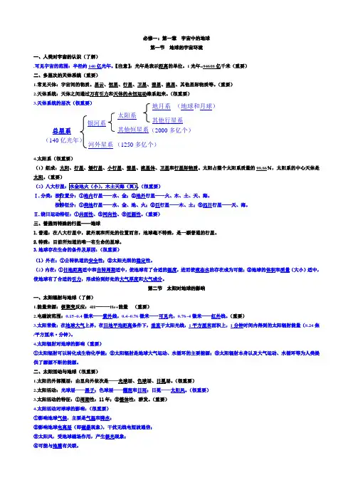 (新高考)湘教版高中必修一地理复习知识点大全