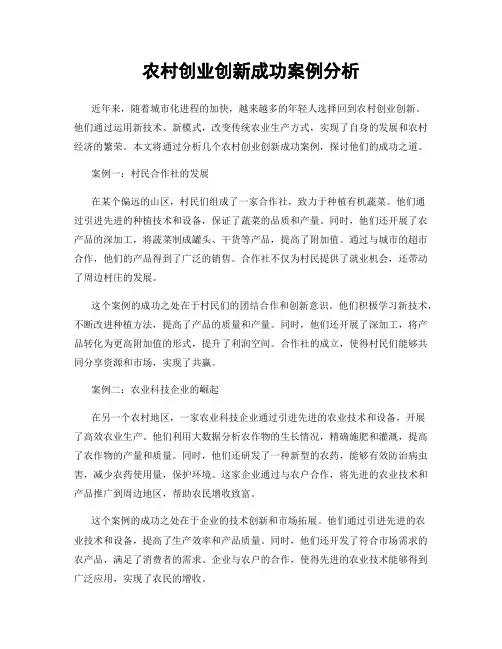 农村创业创新成功案例分析