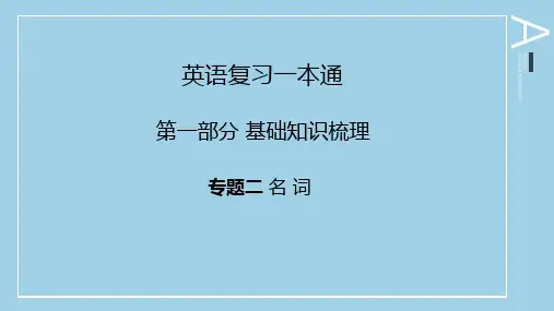 陕西省普通高等学校职业教育单独招生考试英语复习一本通第一部分基础知识专题二名词
