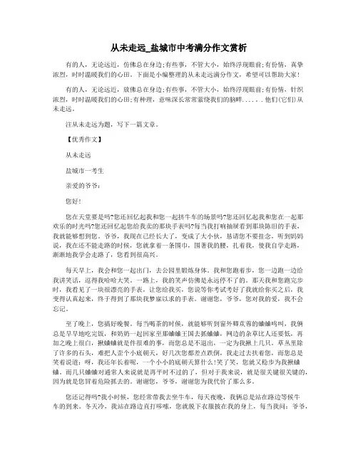 从未走远_盐城市中考满分作文赏析