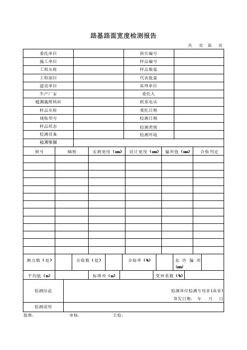 路基路面宽度检测报告