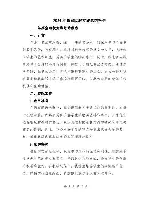 2024年画室助教实践总结报告