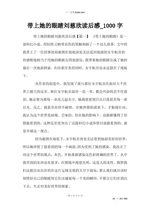 作文：带上她的眼睛刘慈欣读后感_1000字