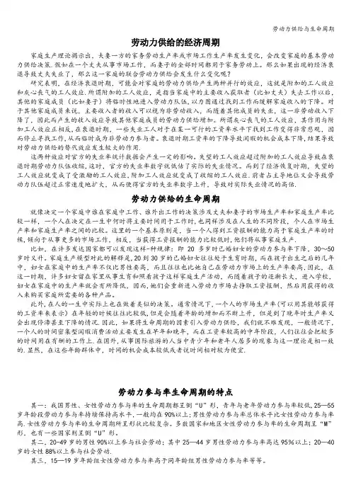 劳动力供给与生命周期