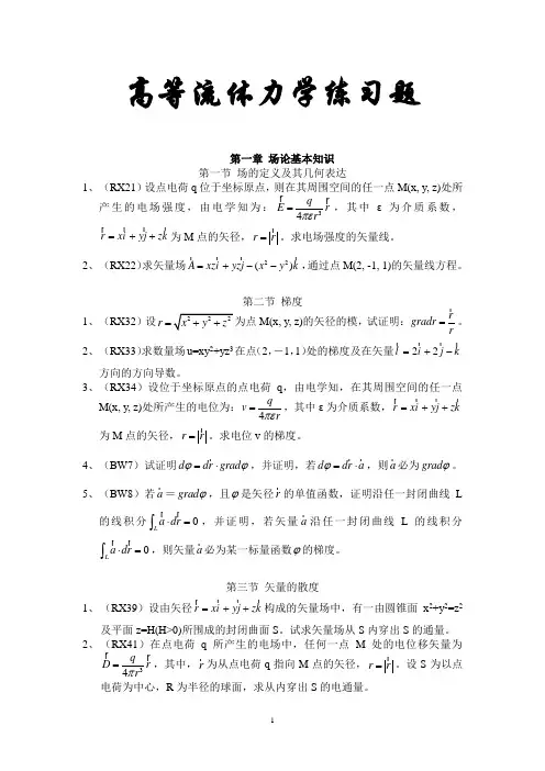 10高等流体力学练习题