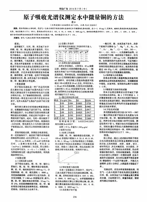 原子吸收光谱仪测定水中微量铜的方法
