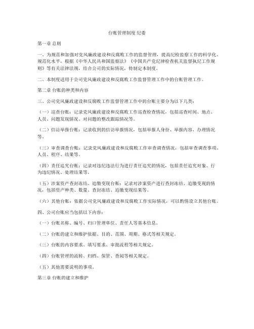 台账管理制度 纪委