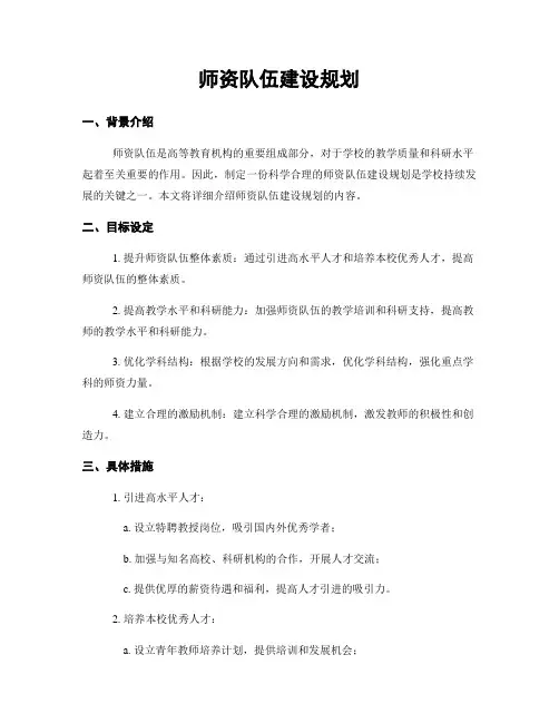 师资队伍建设规划