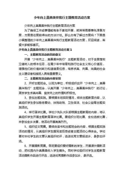 少年向上真善美伴我行主题教育活动方案