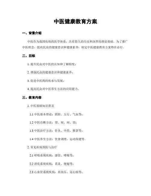 中医健康教育方案