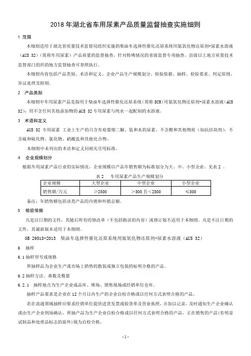 2018年湖北省车用尿素