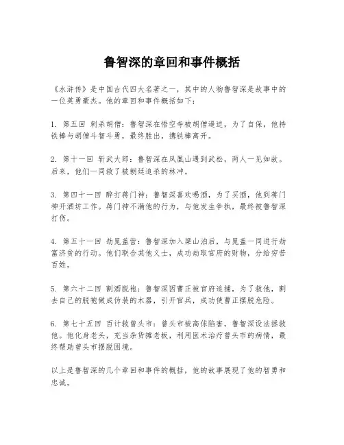 鲁智深的章回和事件概括
