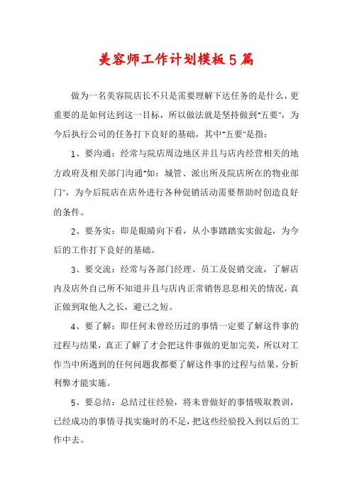 美容师工作计划模板5篇
