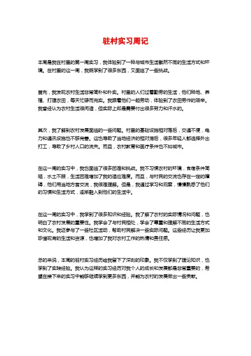 驻村实习周记