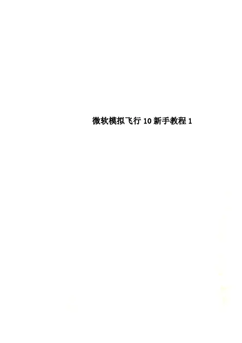 微软模拟飞行10新手教程1
