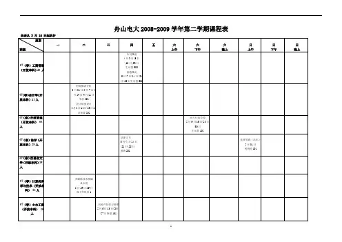 舟山电大2008-2009学年第二学期课程表